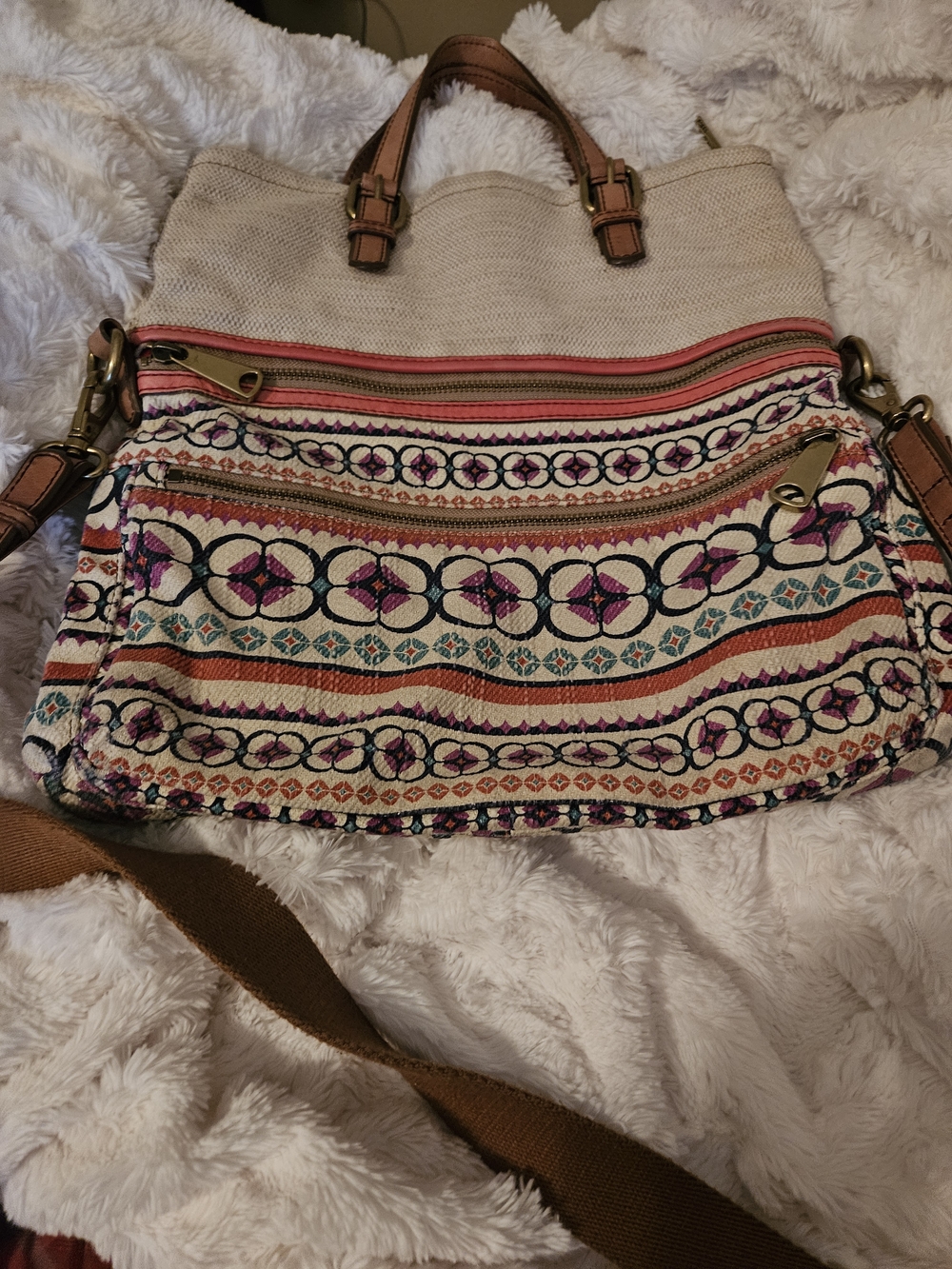 RARE✨️Fossil Fold-Over Explorer Tote-Crossbody - Picture 2 of 11